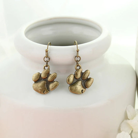 Clemson Vintage Paw Earrings