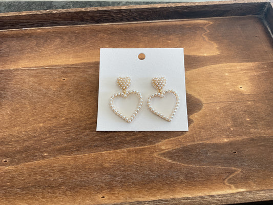 Pearl heart earrings