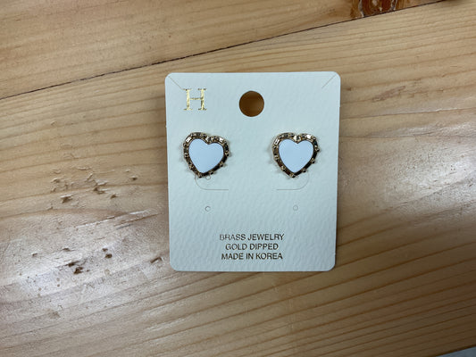 White Heart Stud Earrings 55902