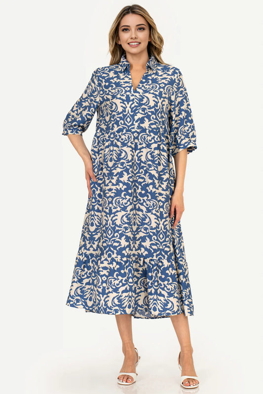 Loretta Blue Midi Dress
