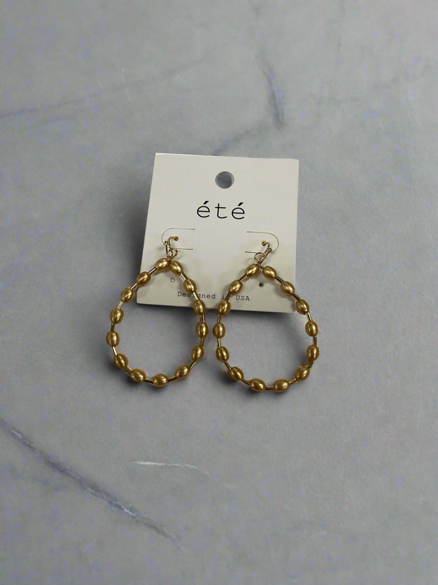 Gold Dangle Beads Earrings EME3039