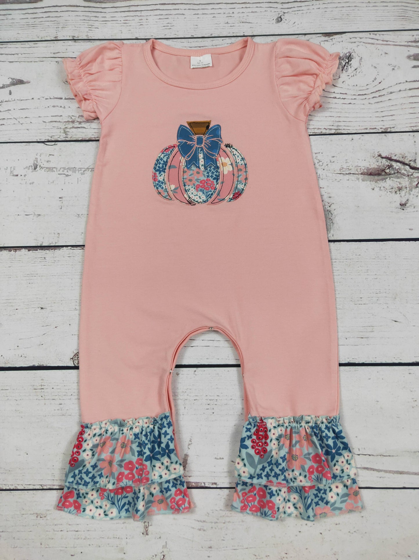 Floral Pumpkin Fall Romper