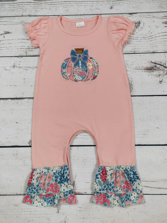 Floral Pumpkin Fall Romper