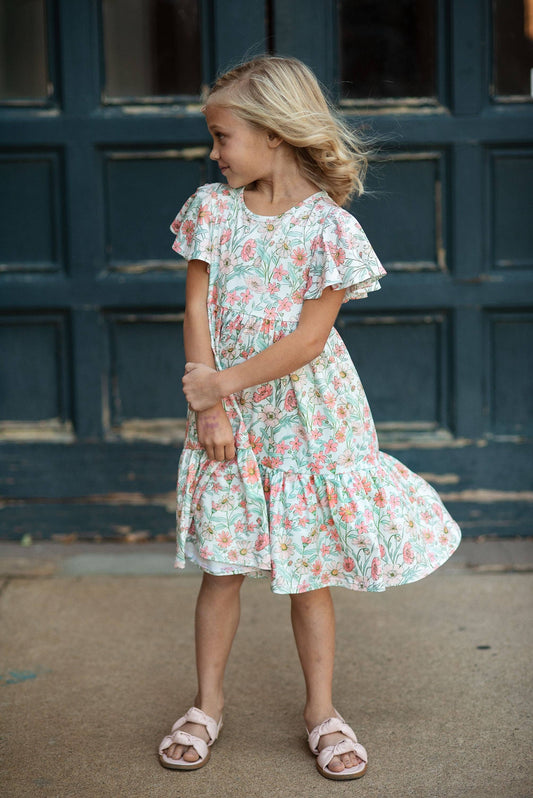 Vintage Beige Floral Dress
