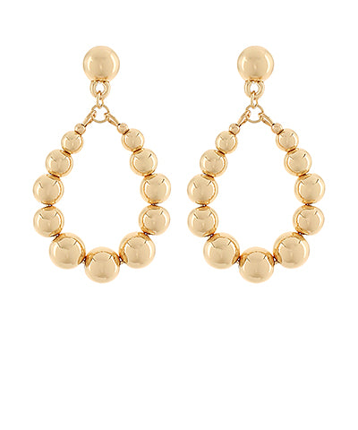 Gold Teardrop Ball Earrings
