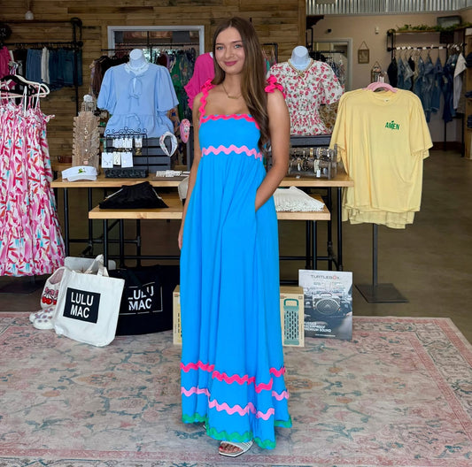 Brenley Blue Ric Rac Dress