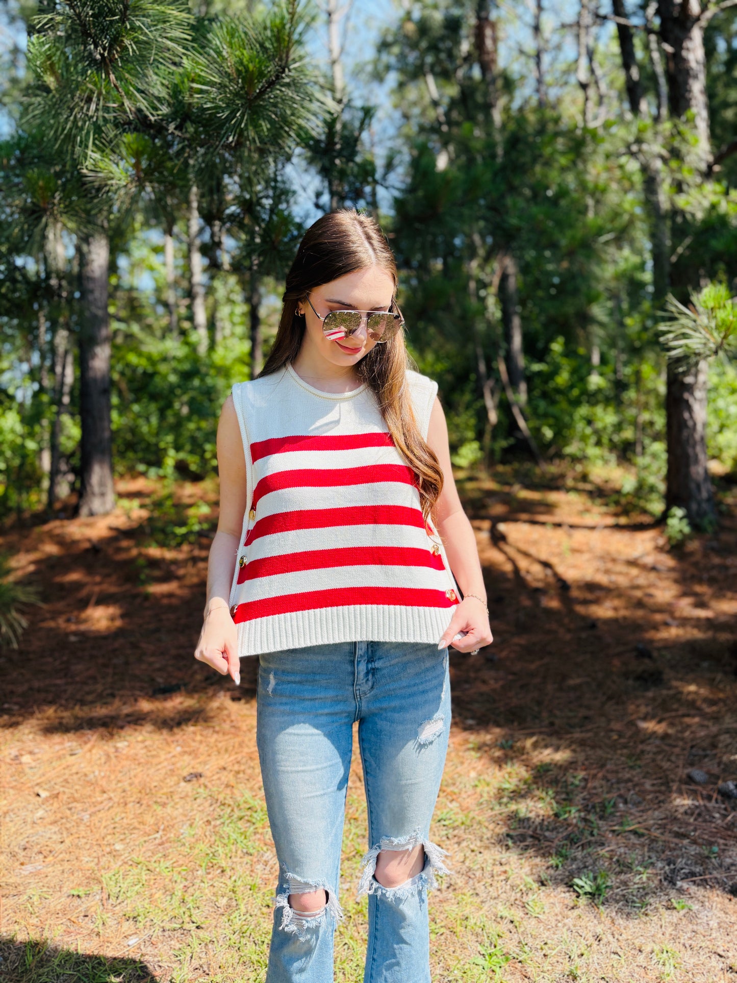 Red, White & Cute Top