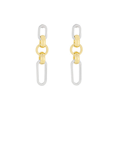Linked Twotone Chain Earrings