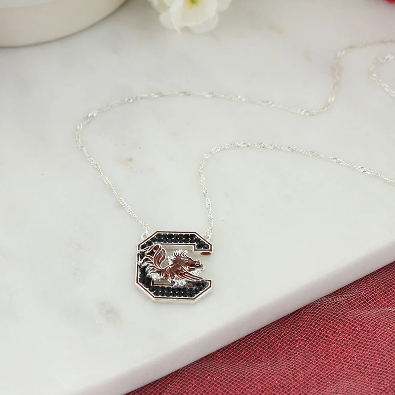 Carolina Crystal Logo Necklace