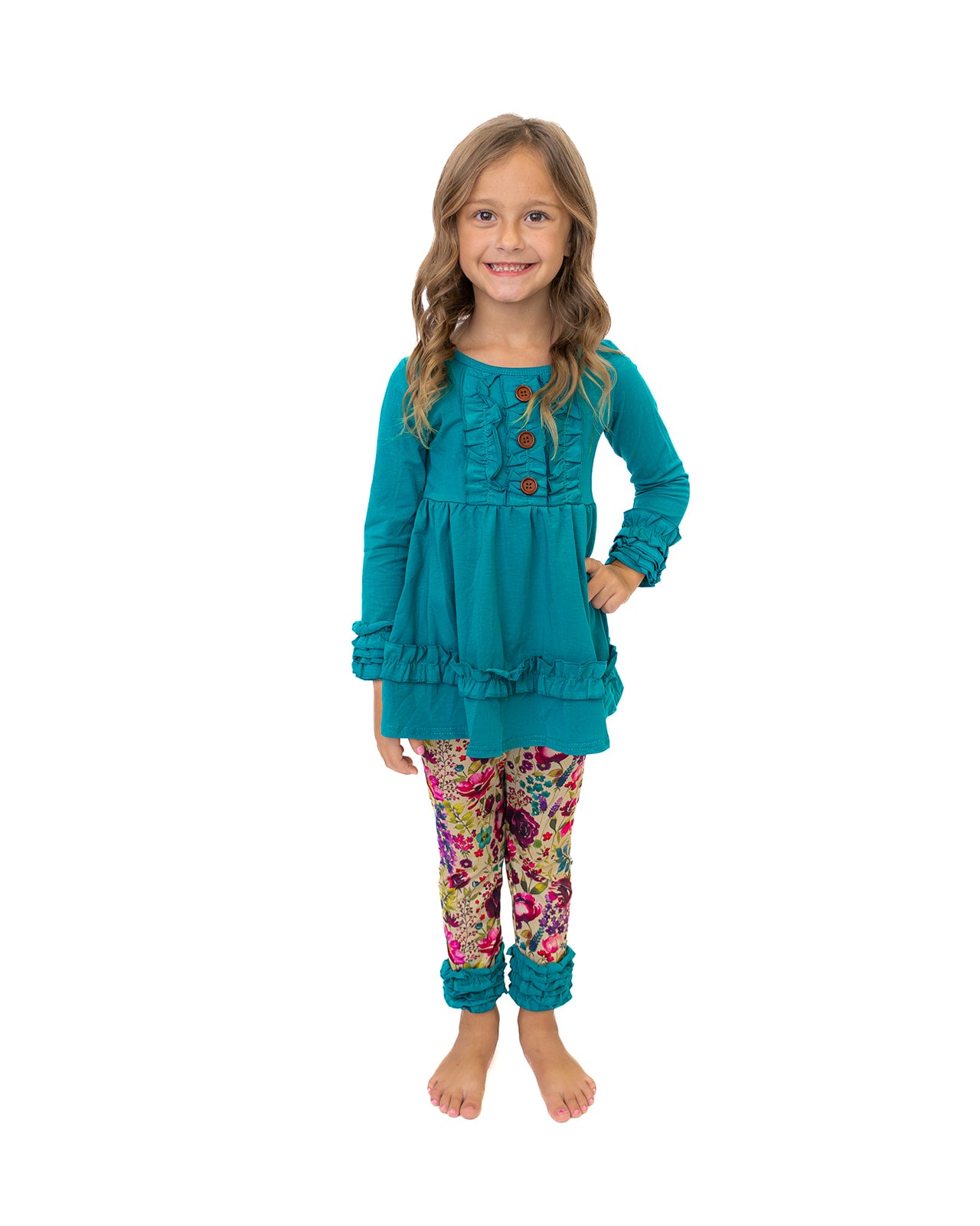 Tilly Teal Ruffle Set