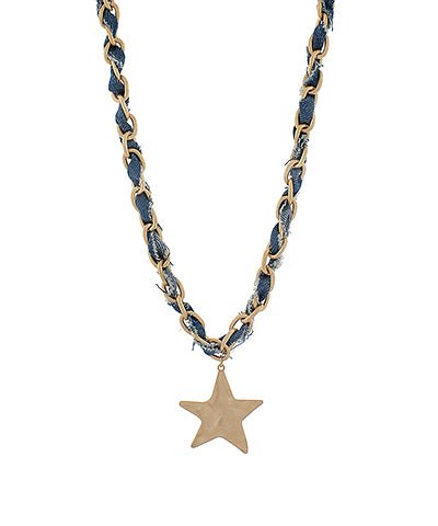 Denim & Star Necklace