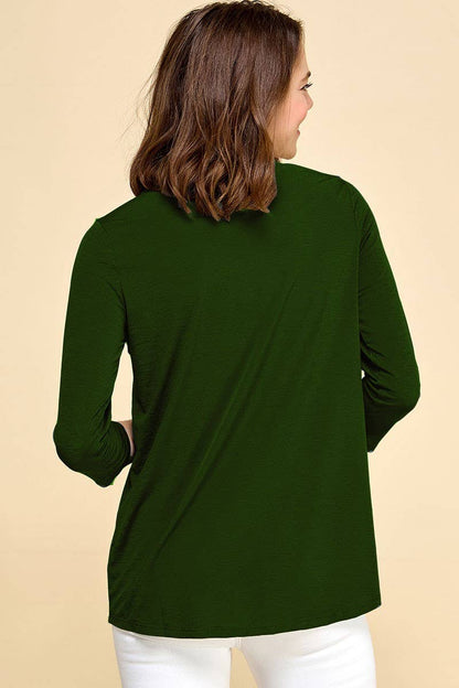 CRISS CROSS V-NECK 3/4 SLEEVE SOLID