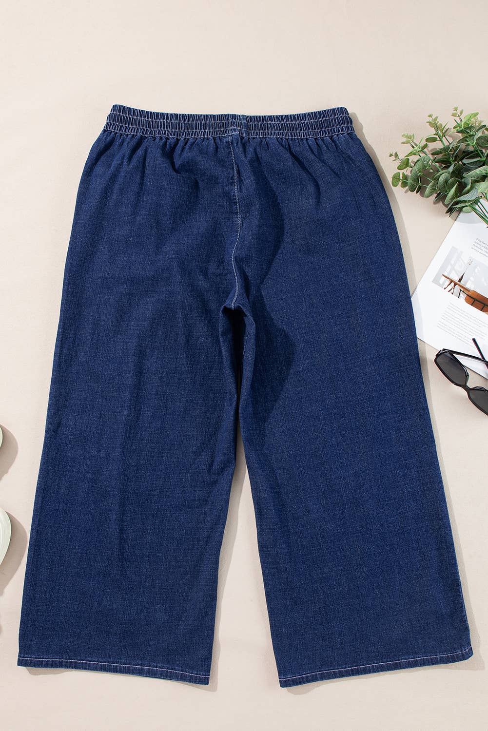 Plus Size Drawstring High Waist Jeans