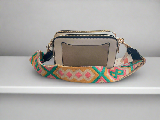 Camera bag with multicolor strap