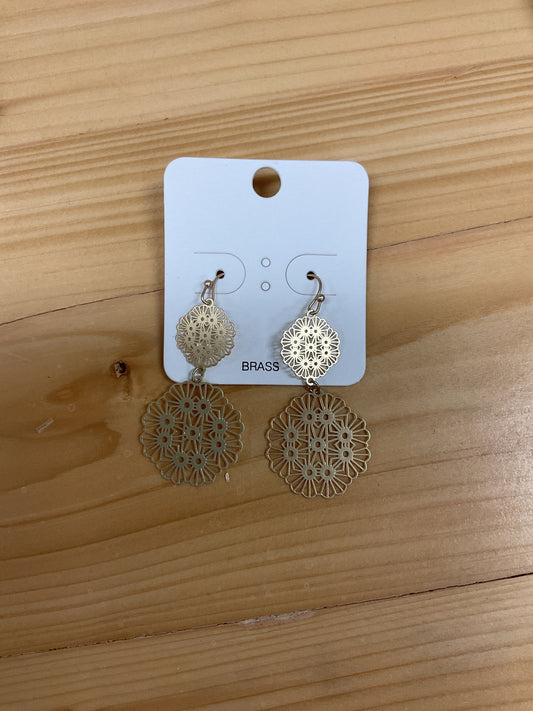 Brass Flower Drop Earrings