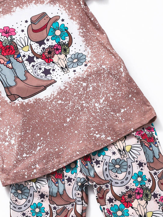 Flower Bleached Western Sets: 2T