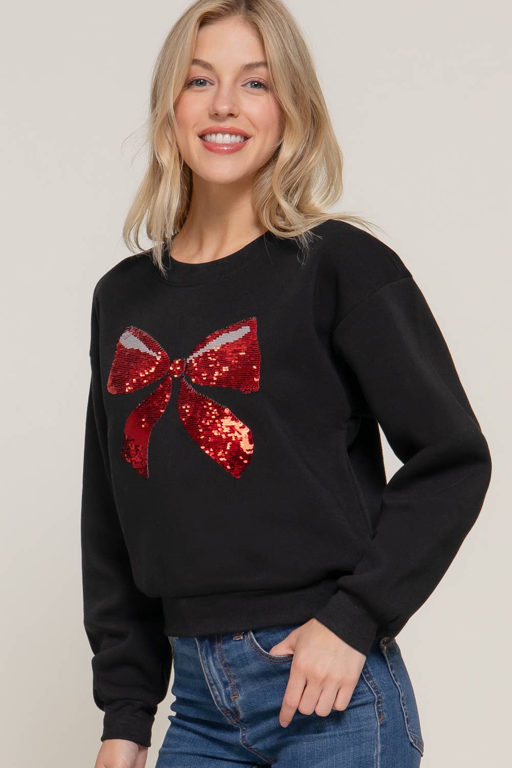 Sequin Bow Sweatshirt