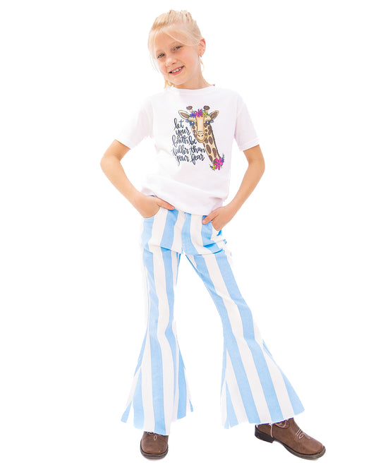 Kids Light Blue Stripe Flare Jeans