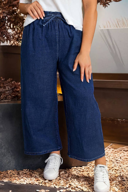 Plus Size Drawstring High Waist Jeans