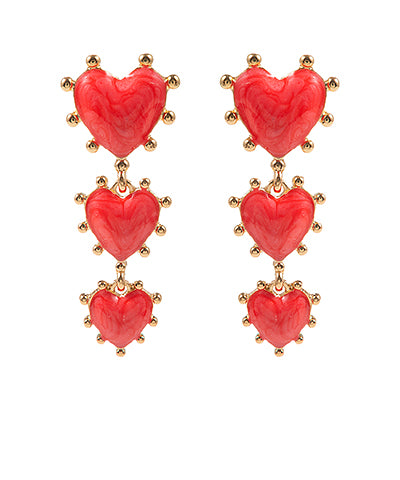 Dotted Heart Drop Earrings