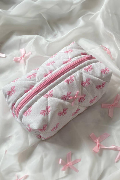 Bow Quilted Makeup Bag