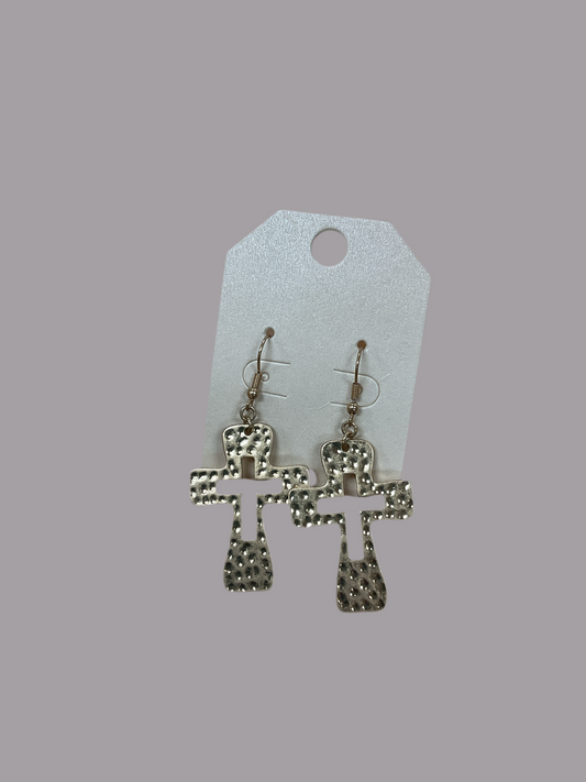 Dangle Gold Cross Earrings