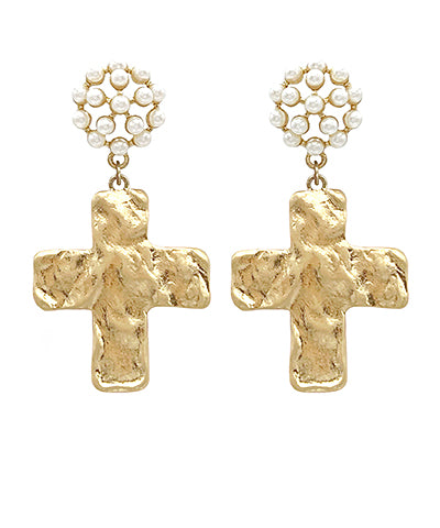 Cross & Pearl Earrings