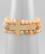 Cross & Stone Bead Bracelet