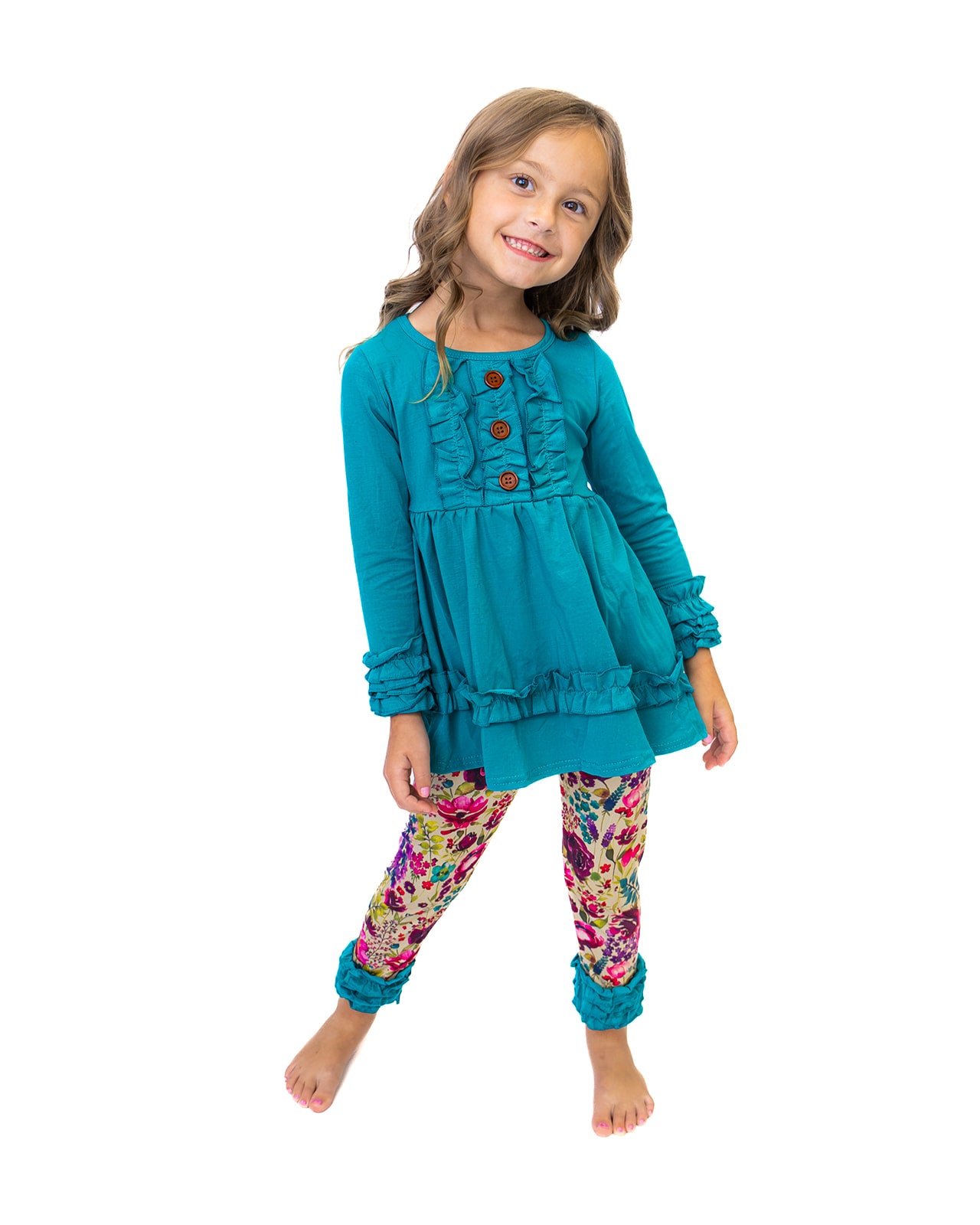 Tilly Teal Ruffle Set