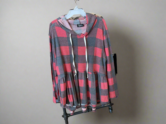 Plus Size Red Checker Hoodie