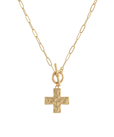 Golden Cross Toggle Necklace