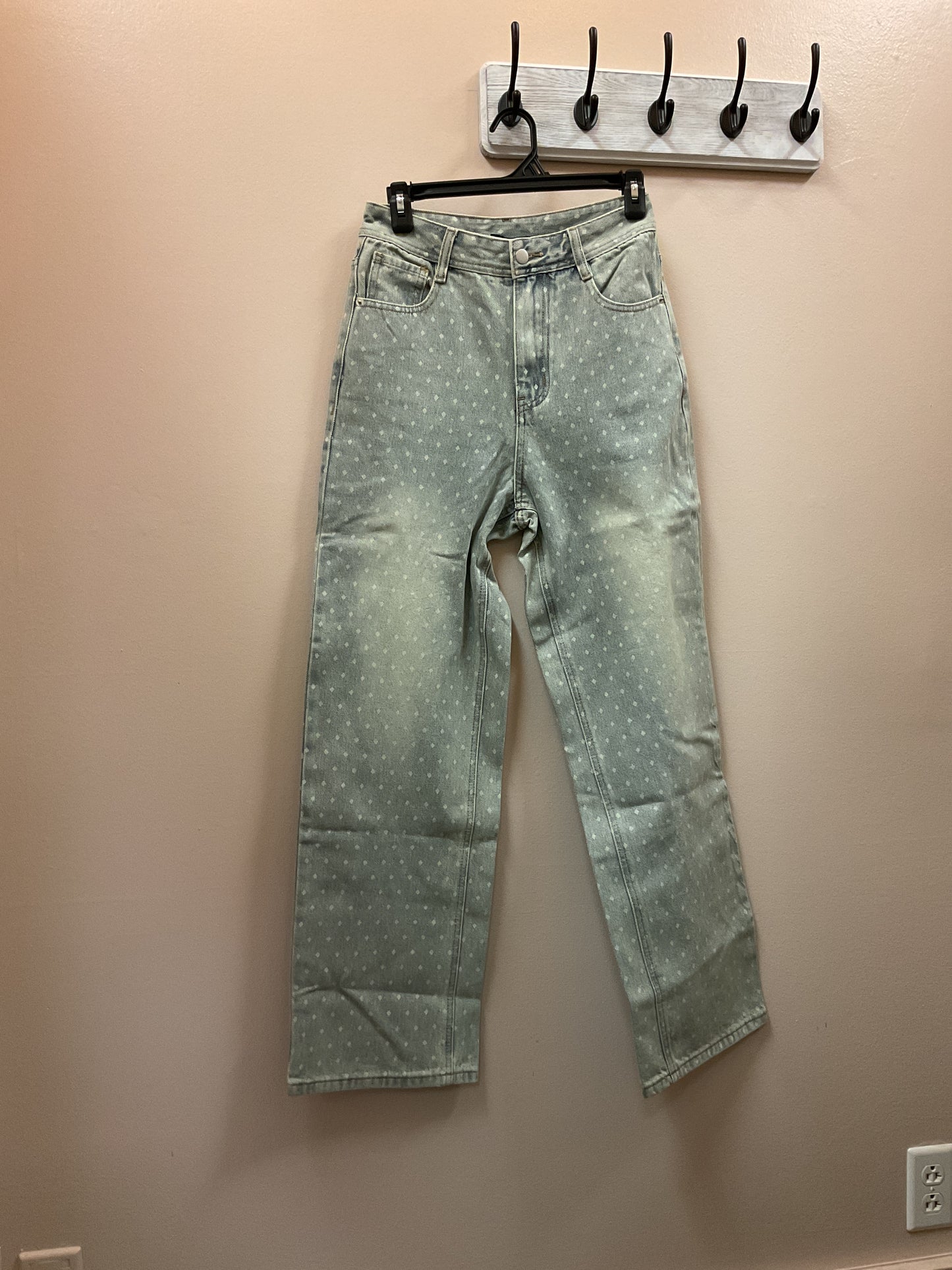 Washed Polka Dot Denim Jeans