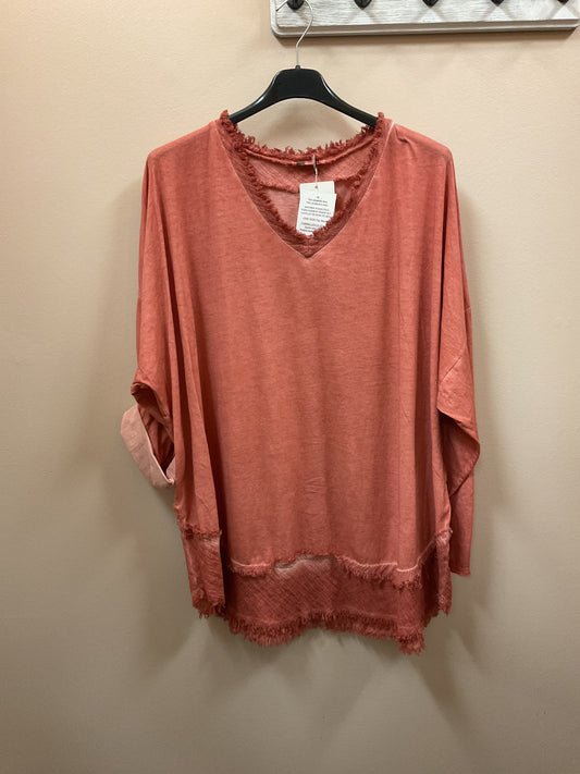 One size Orange Raw Edge Top