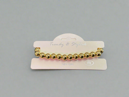 7MM Stainless Steel Gold Ball Bracelet