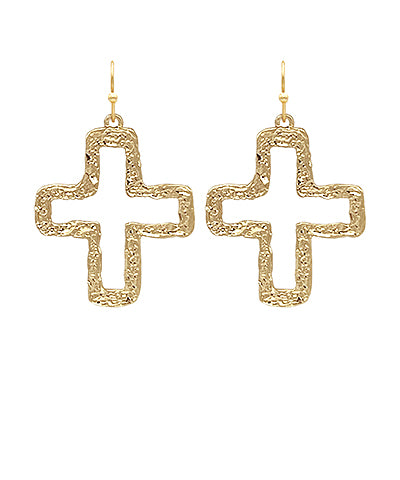 Cross Cutout Textured Earrings