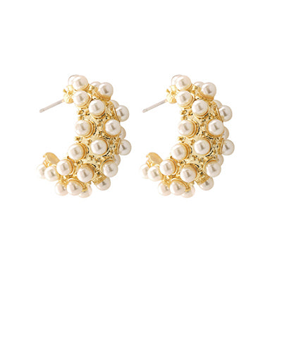 Dotted Pearl Hoops