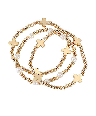 Cross Charm Ball Bracelet