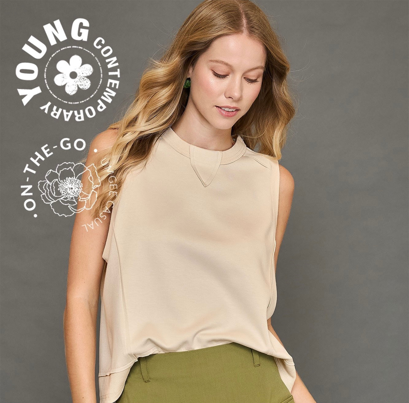 Sleeveless Cream Top