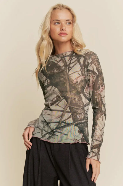 Camo Mesh Top