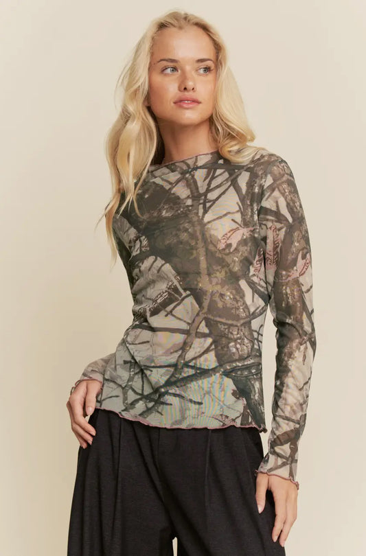Camo Mesh Top