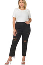 Plus-Distressed Cropped Denim