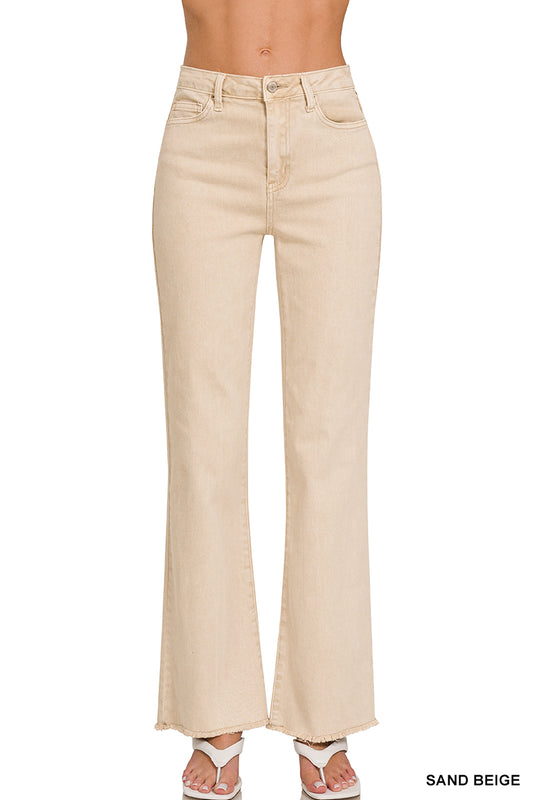 Beige Straight Leg Jeans