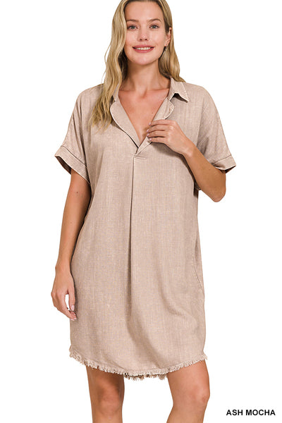 Linen V-neck Dress