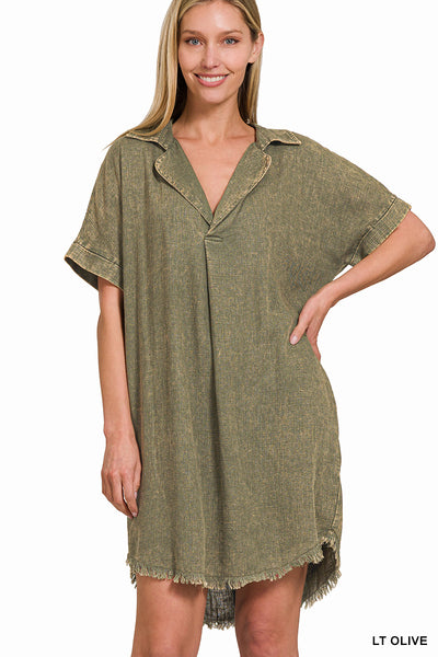 Linen V-neck Dress