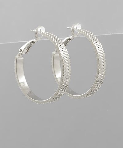 Silver Textured Hoops