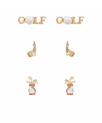 3 PC Golf Earrings