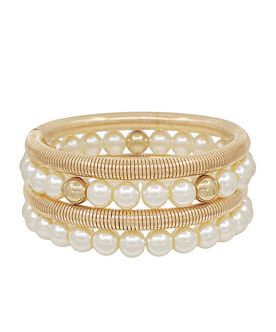 4 Row Spring & Pearl Bracelet