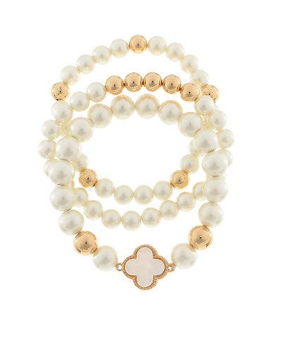 White & Gold Clover Bracelet