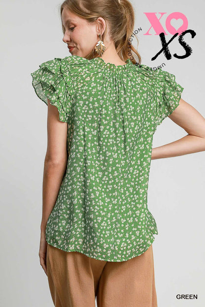 Green Floral Blouse