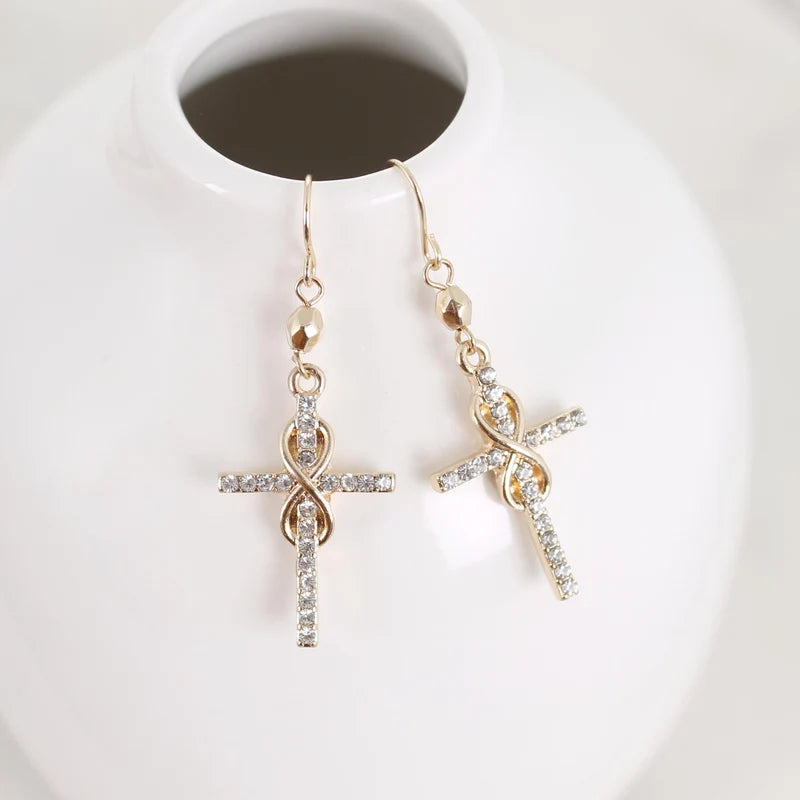 Crystal Infinity Cross Earrings